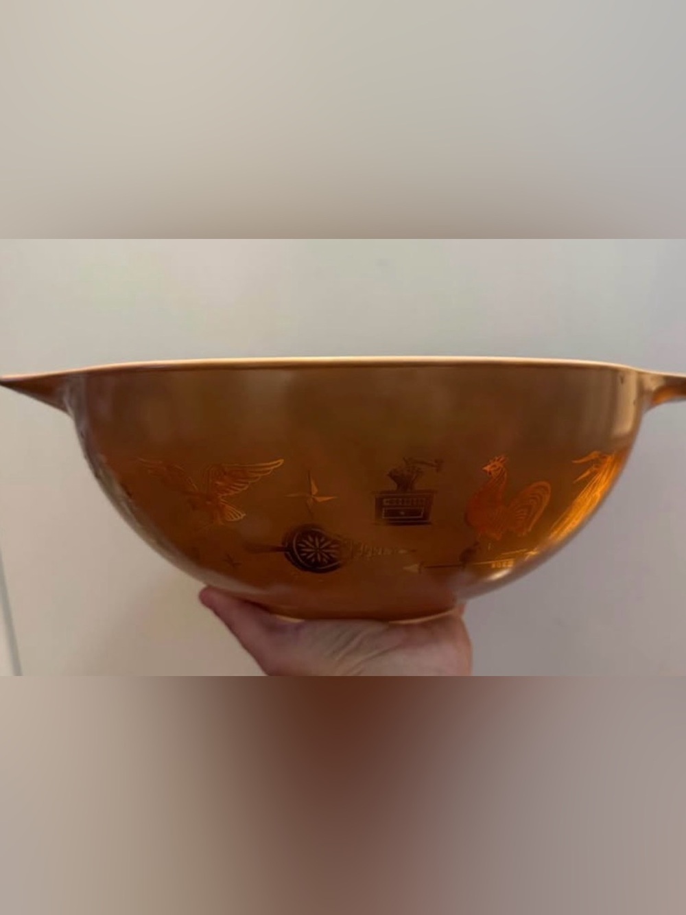 Vintage Pyrex Early American #444 Cinderella brown gold mixing bowls - set of 2